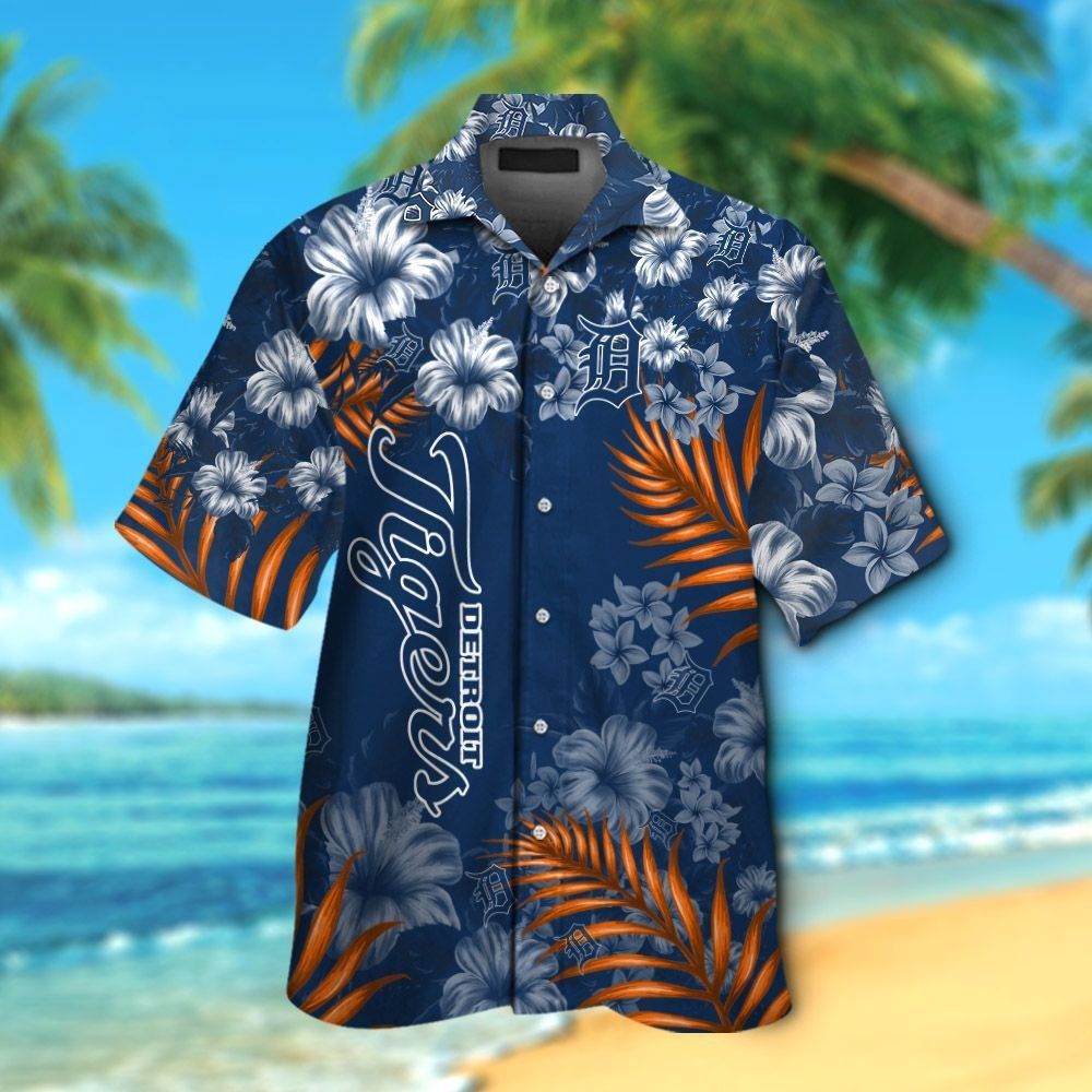 Detroit Tigers Short Sleeve Button Up Tropical Hawaiian Shirt Ver03