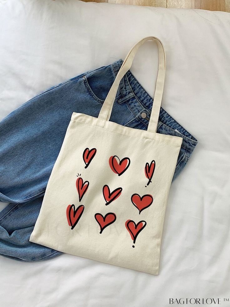 BagForLove – Chic Canvas Tote with Heart Print Design – Beige, Best Tote Bags Ideas, Cute Tote Bags Ideas, Tote Bag Design Ideas, Girls Tote Bag, Best Canvas Tote Bags Ideas