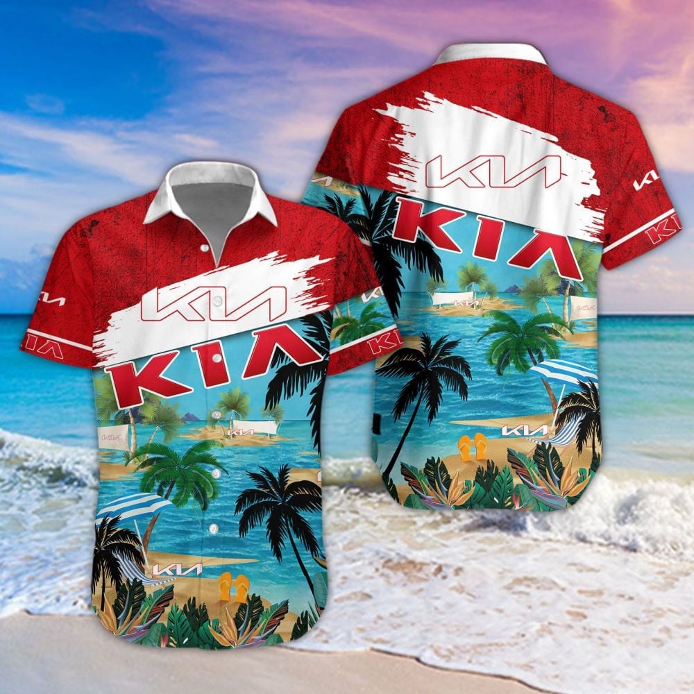Kia Car Beach Coastal Island Brand Logo 3D Hawaiian Shirt