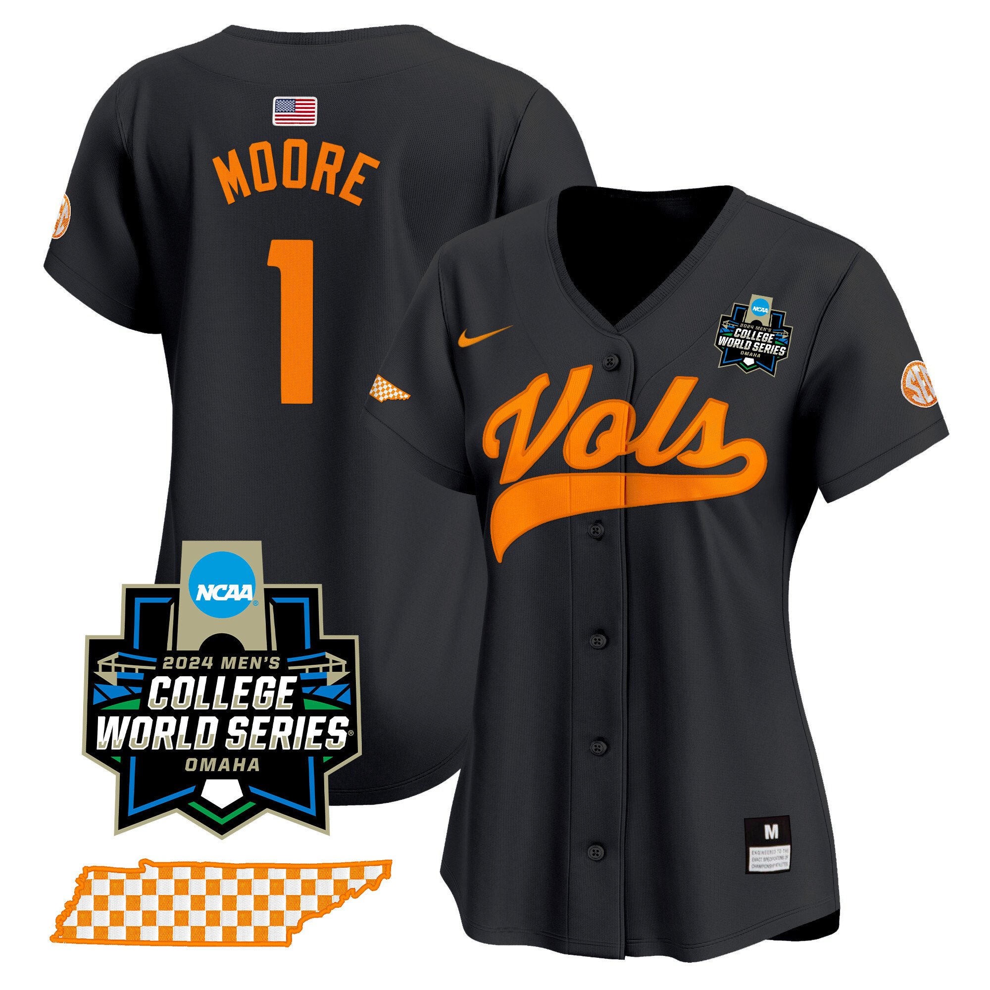 Women’S Tennessee Volunteers 2024 College World Series Vapor Premier Limited Jersey V2 – All Stitched