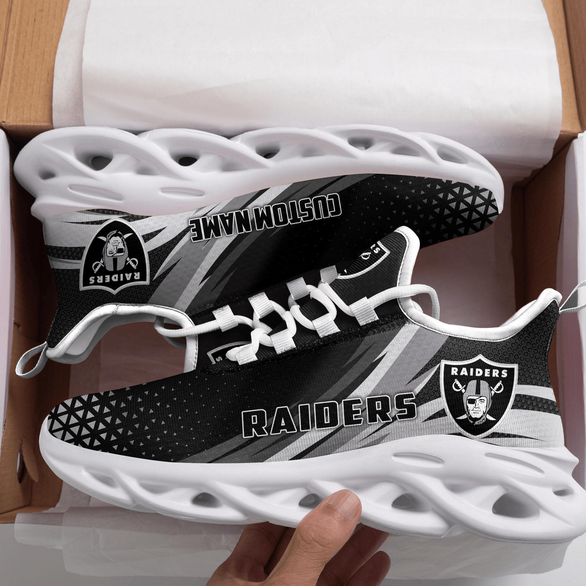 Las Vegas Raiders Triangle Custom Personalized Max Soul Sneakers Running Sports Shoes For Men Women Football Fan Football Fan MS2103