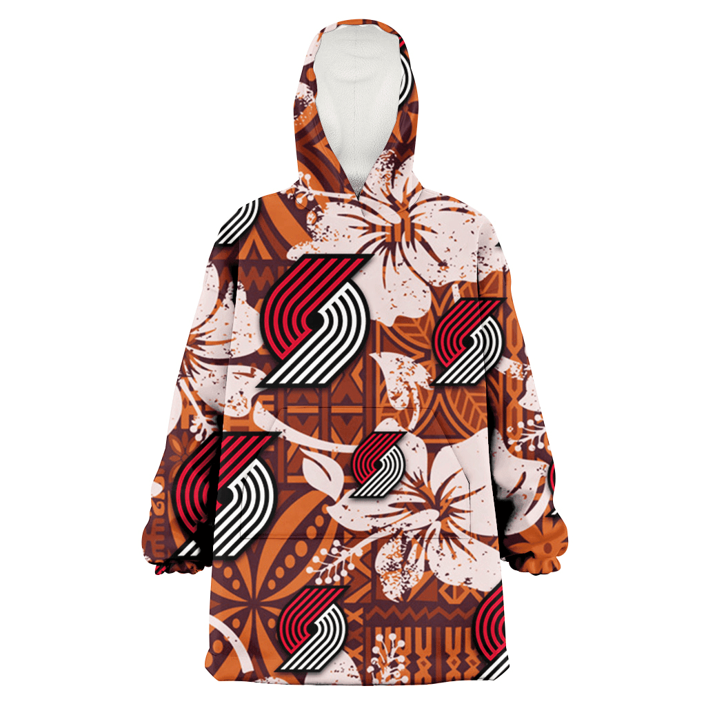 Portland Trail Blazers Bisque Hibiscus Brown Pattern 3D Printed Hoodie Blanket Snug Hoodie