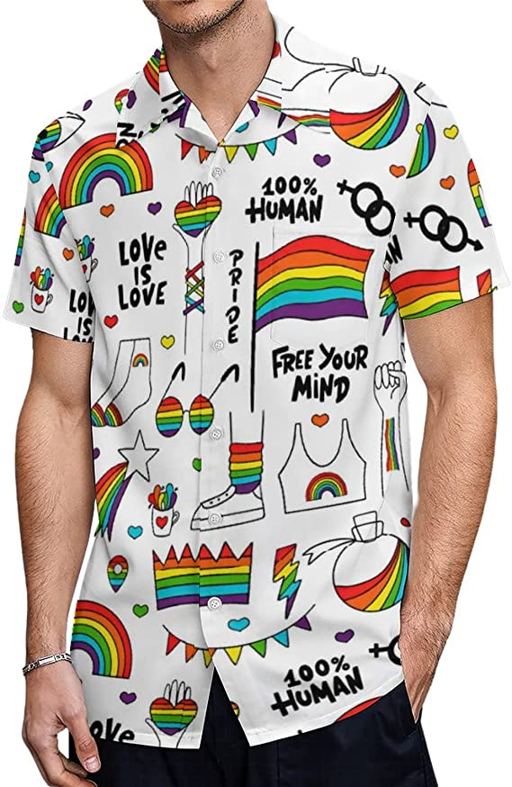 Gay Pride Hawaiian Shirt, Love Is Love Hawaii Shirt For Lesbian, Free Your Mind, Human Right Rainbow Hawaiian Shirt