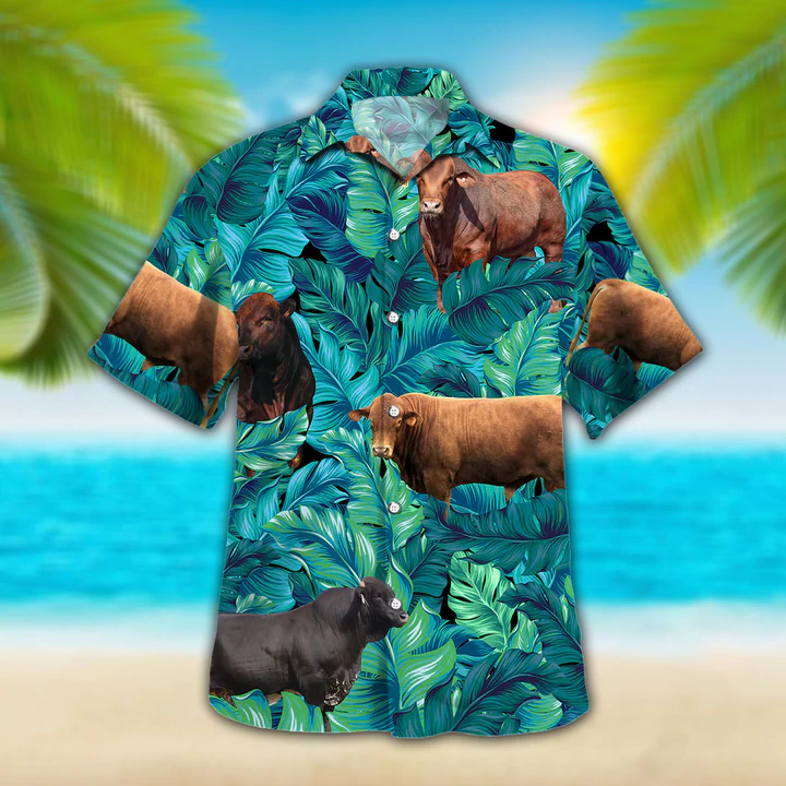 Beefmaster Cattle Lovers Hawaiian Shirt, Cow Hawaiian Shirt Vintage Flower, Short Sleeve Hawaiian Aloha Shirt For Men, Women