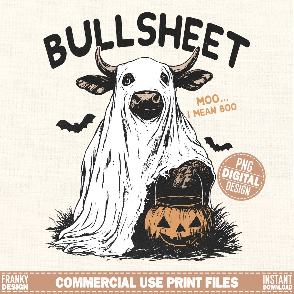 Shirthome  Bullsheet Png | Funny Halloween shirt design | Halloween sublimation Png | Country Halloween graphic | Moo I mean Boo Png | Fall sublimation