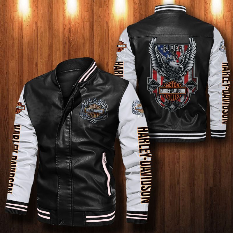 Harley-Davidson Leather Varsity Jacket Bomber Coat