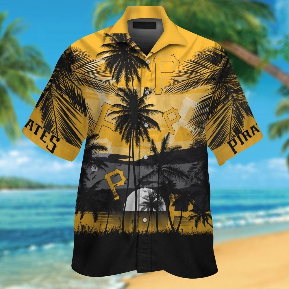 Pittsburg Pirates Short Sleeve Button Up Tropical Shirt Hawaiian Shirt