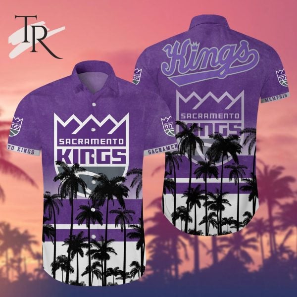 Nba Sacramento Kings Tropical Palm Trees Pattern Team Logo 3D Hawaiian Shirt