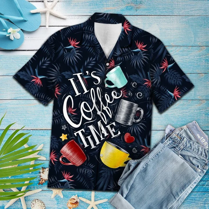 Amazing It’S Coffee Time Gift For Coffeeholic Pattern Hawaiian Shirt