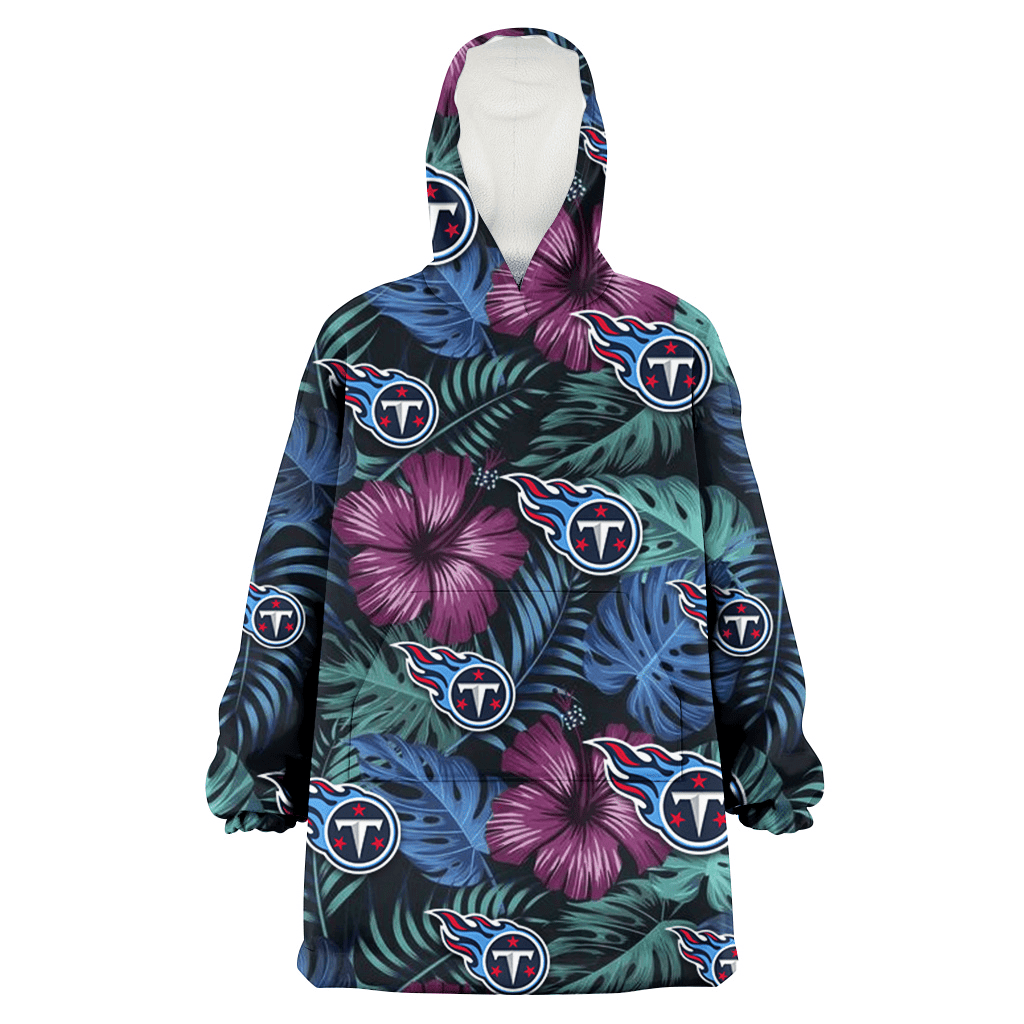 Tennessee Titans Dark Magenta Green Leaf Black Background 3D Printed Hoodie Blanket Snug Hoodie