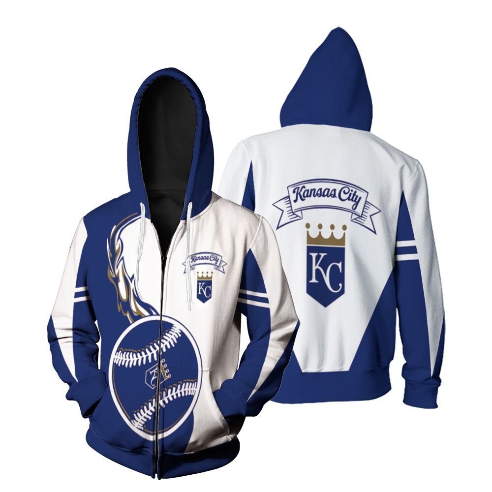 Kansas City Royals Logo 3D T Shirt Hoodie Jersey Zip Hoodie