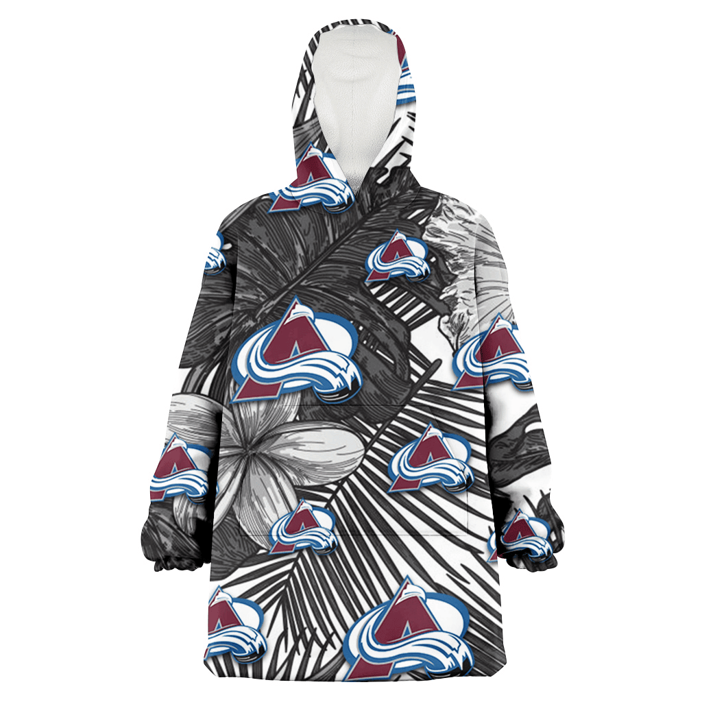 Colorado Avalanche Grey Sketch Hibiscus Palm Leaf White Background 3D Printed Hoodie Blanket Snug Hoodie