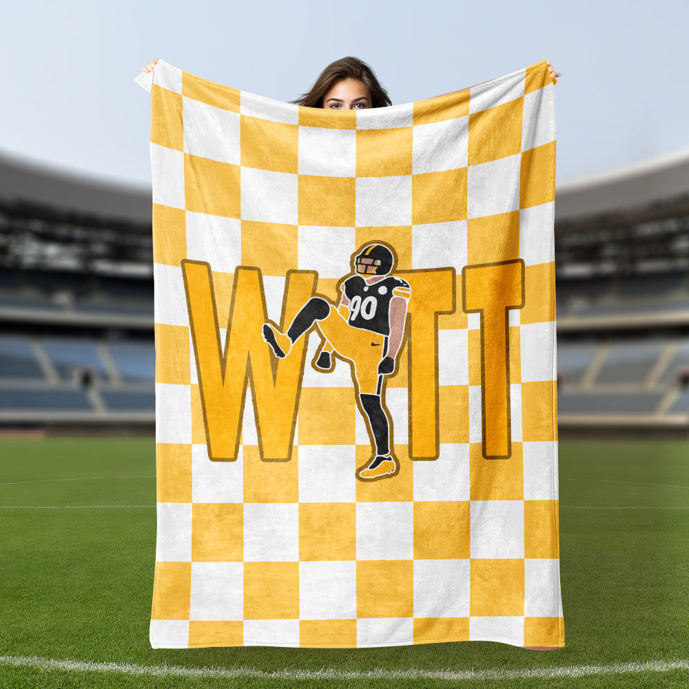 Tj Watt Graphic Blanket Pittsburgh Steelers Football Fans Gift Valentine'S Day Gift For Him Fashion24Hs