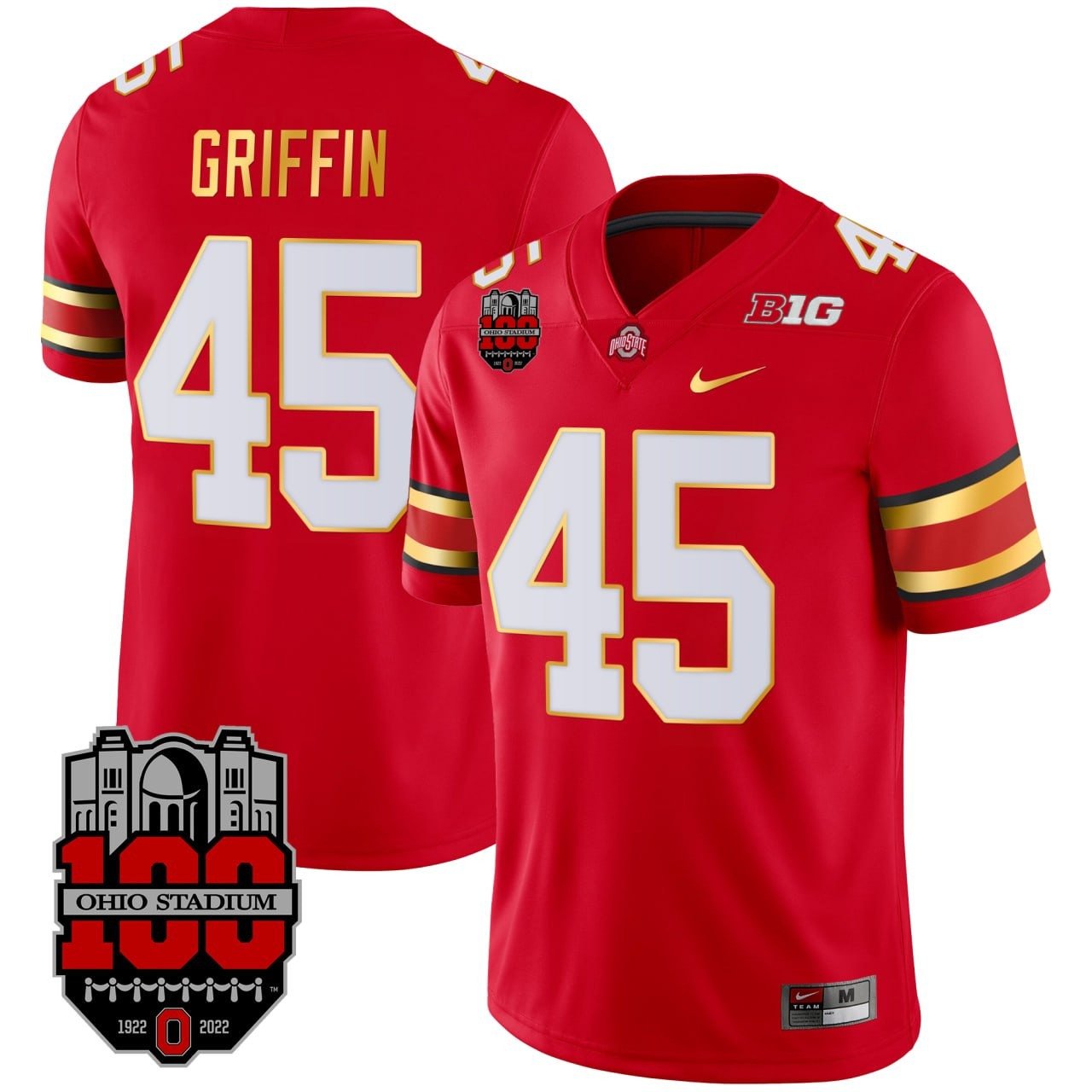 Archie Griffin Ohio State Buckeyes Scarlet Gold Trim Jersey – All Stitched