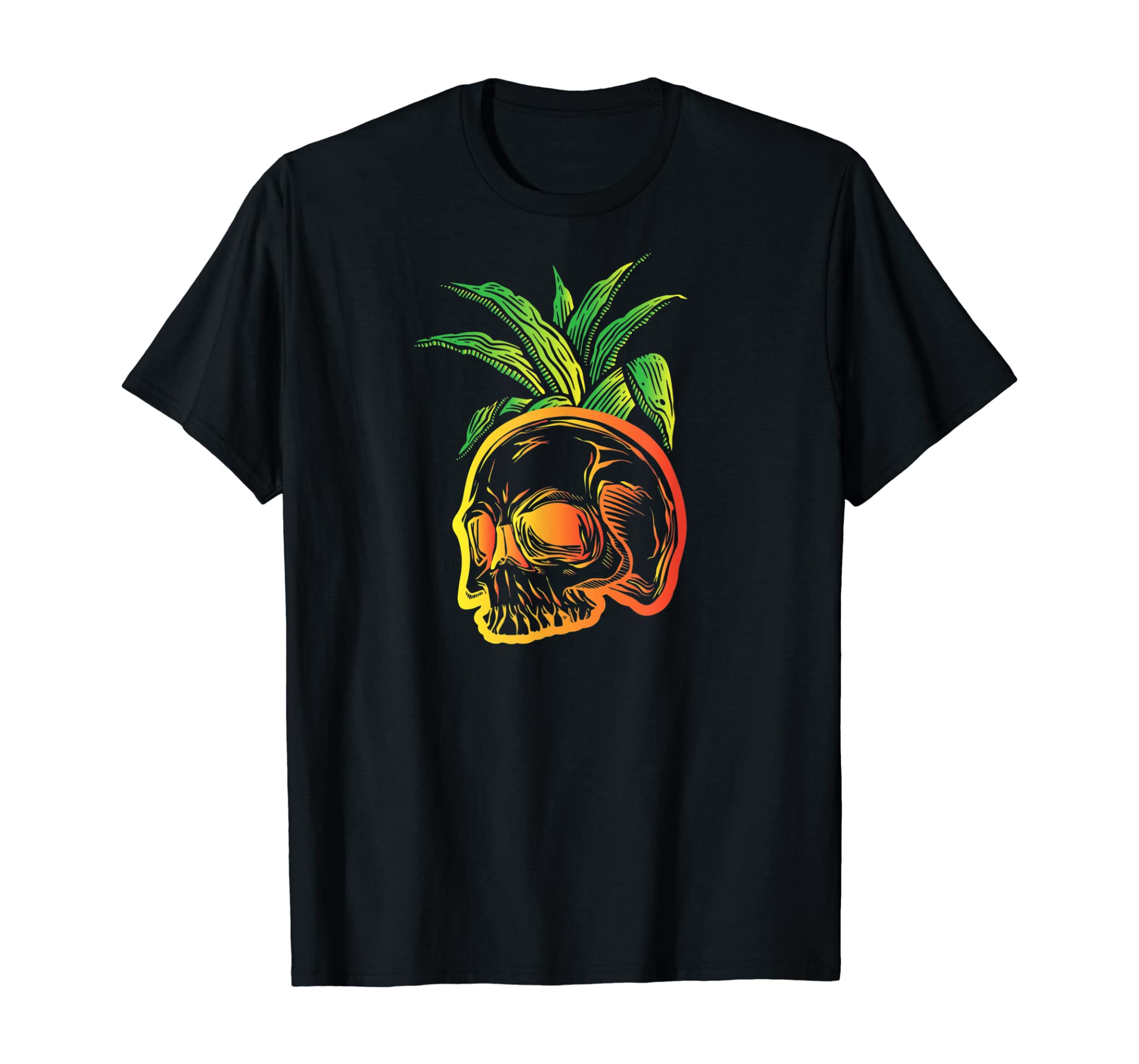 Pineapple Skull Aloha Beaches Hawaiian Goth Scary T-Shirt