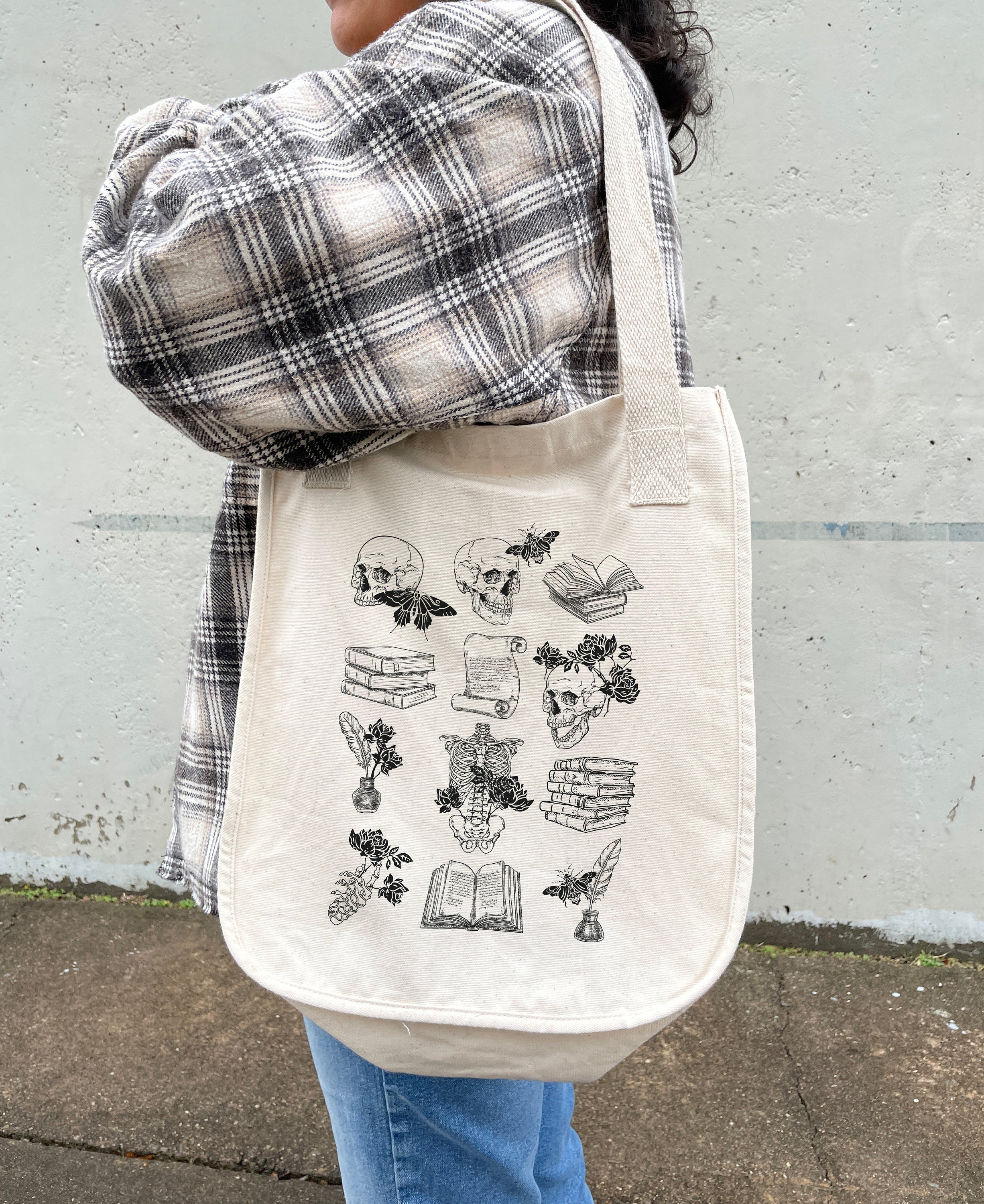 Dark Academia Tote Bag Light Academia Literary Bookish Reusable Shopping Canvas Shoulder Market Bag Book Lover Tote Teacher Tote Bag