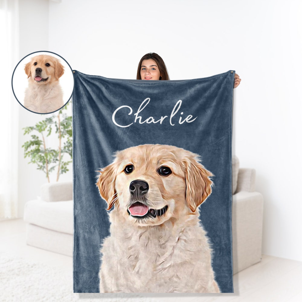 Custom Pet Blanket Using Pet Photo + Name Custom Dog Blanket Personalized Dog Blankets Cat Picture Blanket Pet Photo Blanket Dog Dad Gift X Halloween Collection From Snorider