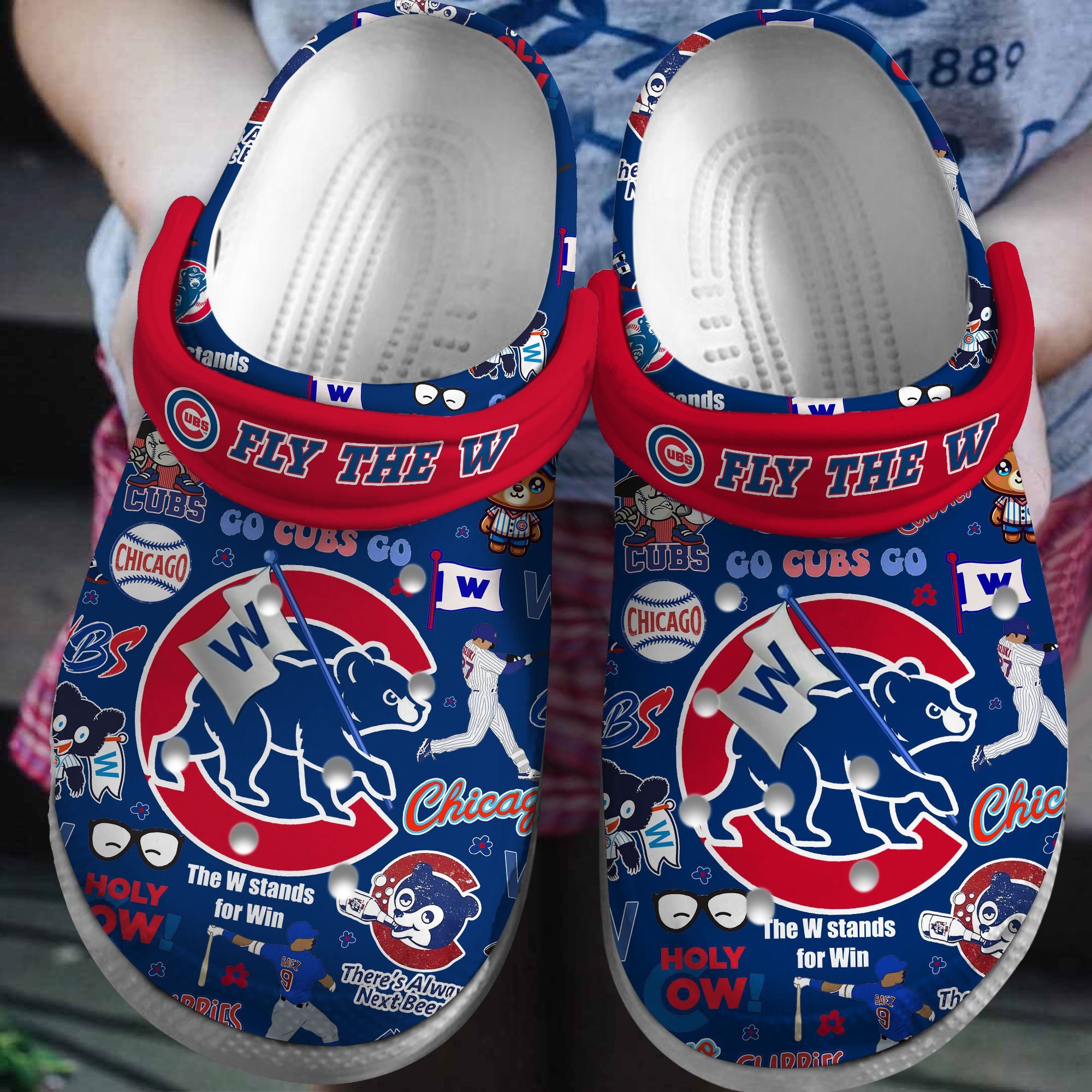 Chicago Cubs Logo Baseball MLB Cheer Mascot Navy Blue Crocss Classic Clogs Shoes Ver713