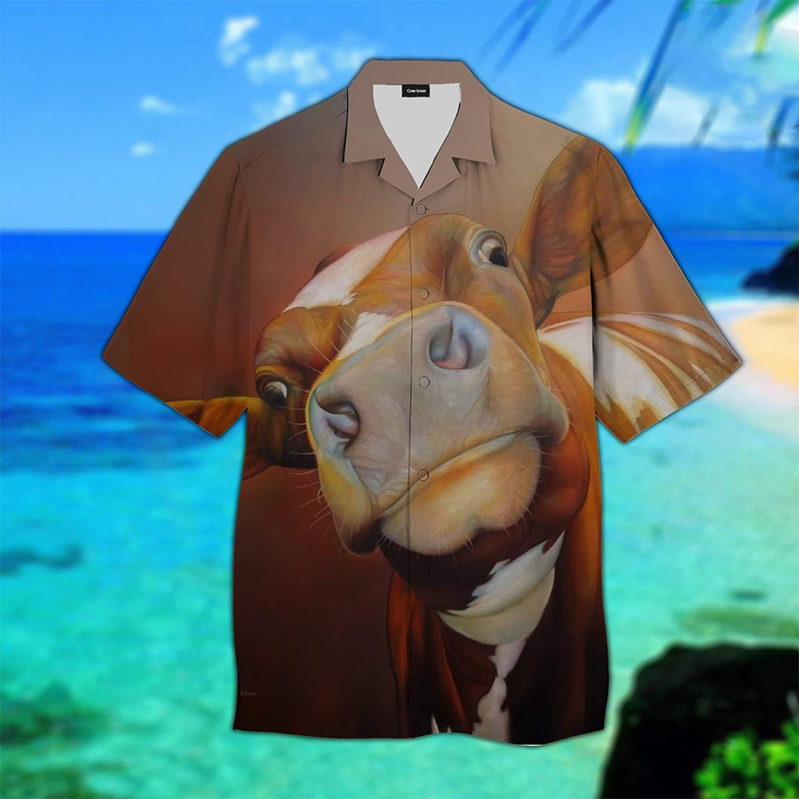 Beautiful Cow Face 3D Hawaiian Shirt, Cow Hawaii Shirt For Men Women