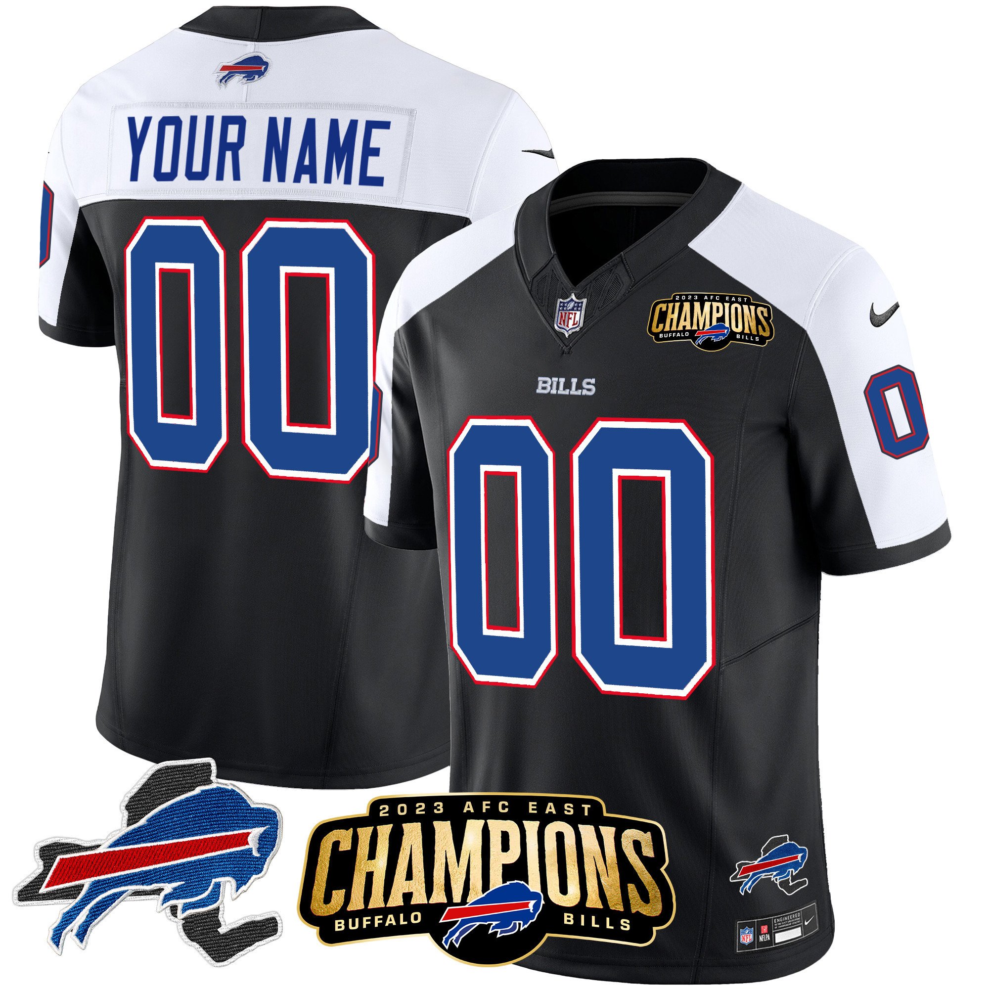 Bills 2023 Afc East Champions Patch Vapor Custom Jersey V2 – All Stitched