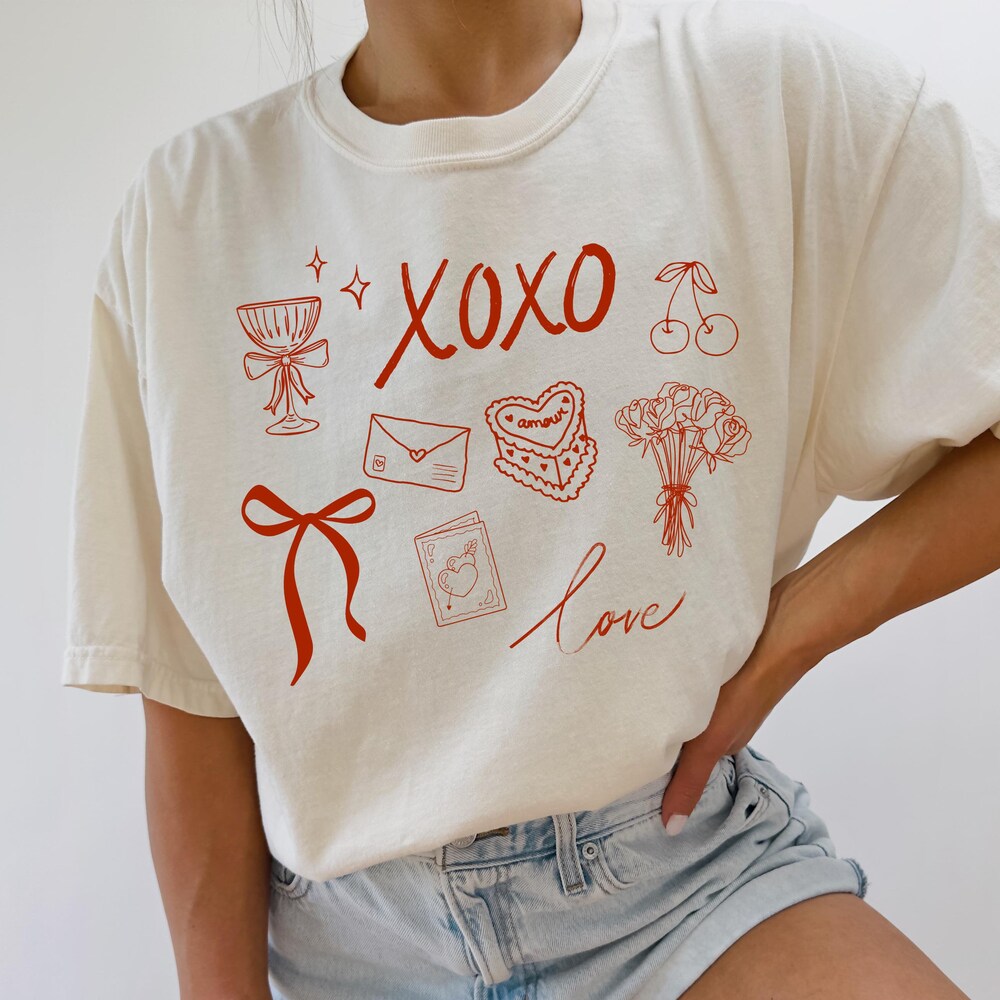 Women'S Valentines Day Shirt, Xoxo Tee, Valentine'S Day Outfit, Comfort Colors, Gift For Her Prowallart Shop