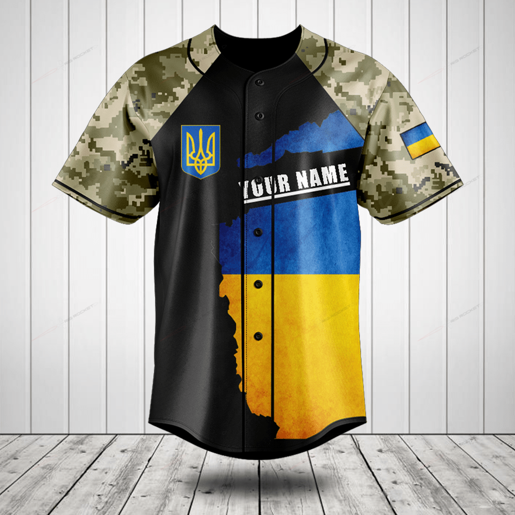 Merchcustom Ukraine Coat Of Arms Camouflage Custom Baseball Jersey For Fan