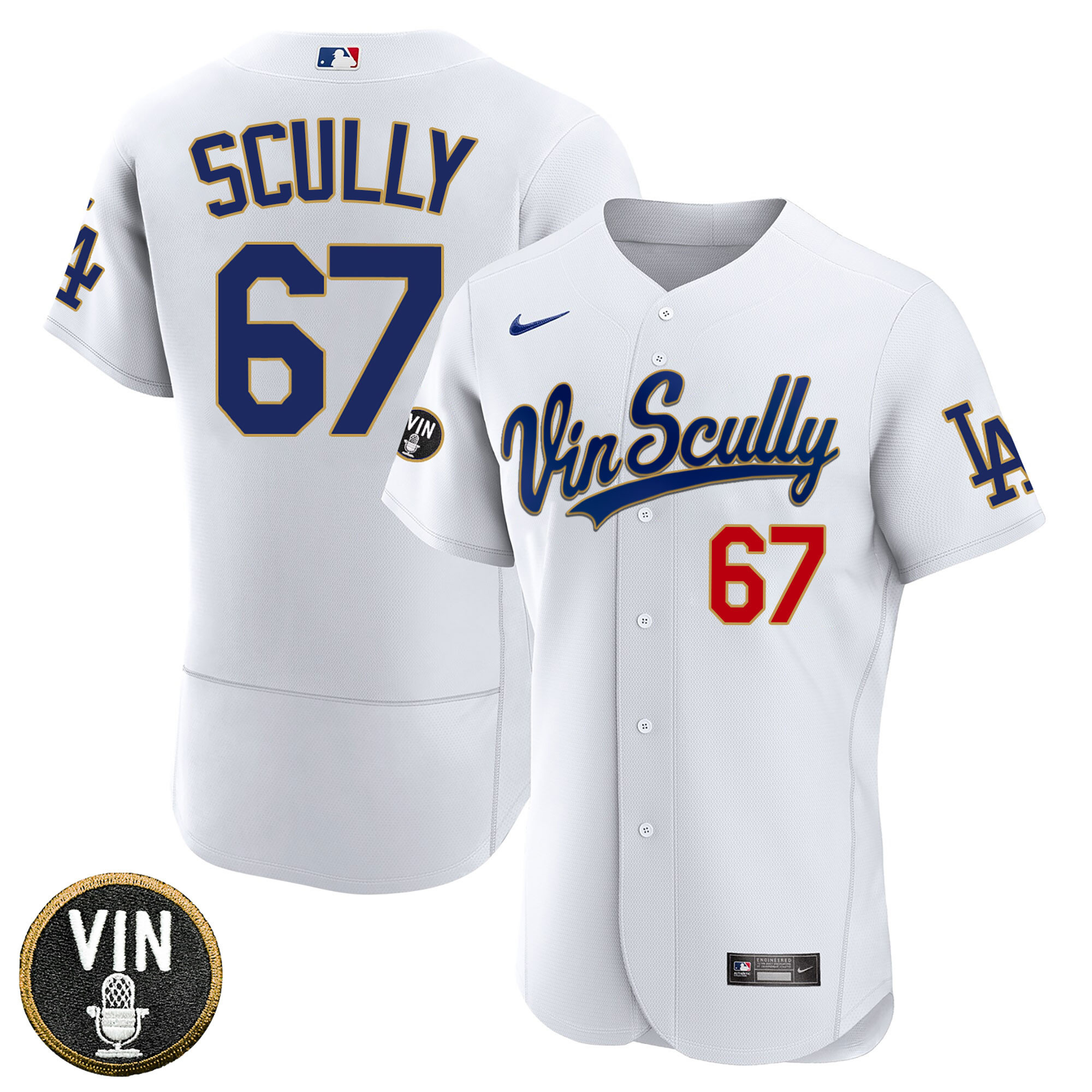 Vin Scully Patch Gold Trim Limited Jersey – All Stitched