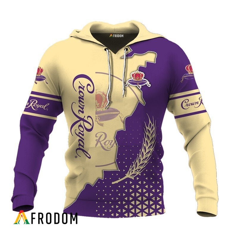 Personalized Crown Royal Beige And Purple Cracking Hoodie & Zip Hoodie
