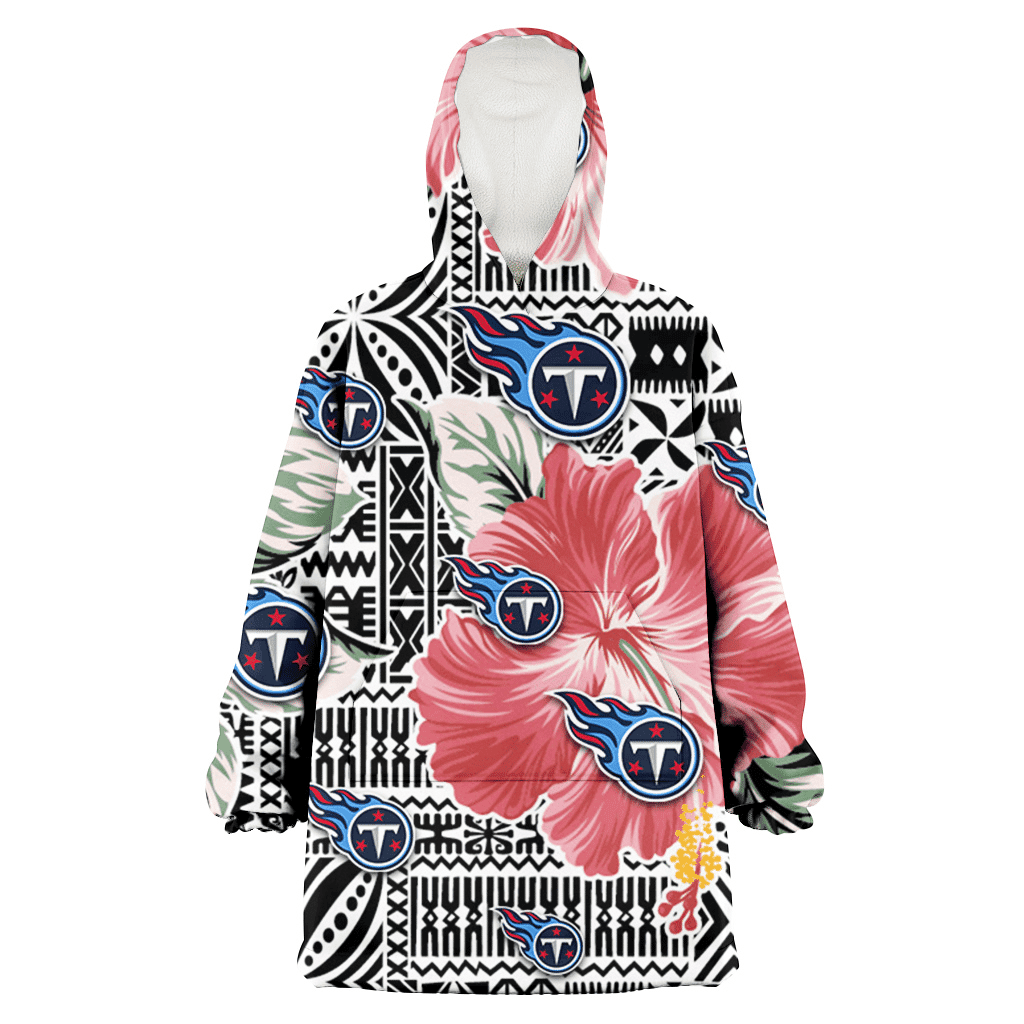 Tennessee Titans Pink Hibiscus Black Pattern White Background 3D Printed Hoodie Blanket Snug Hoodie