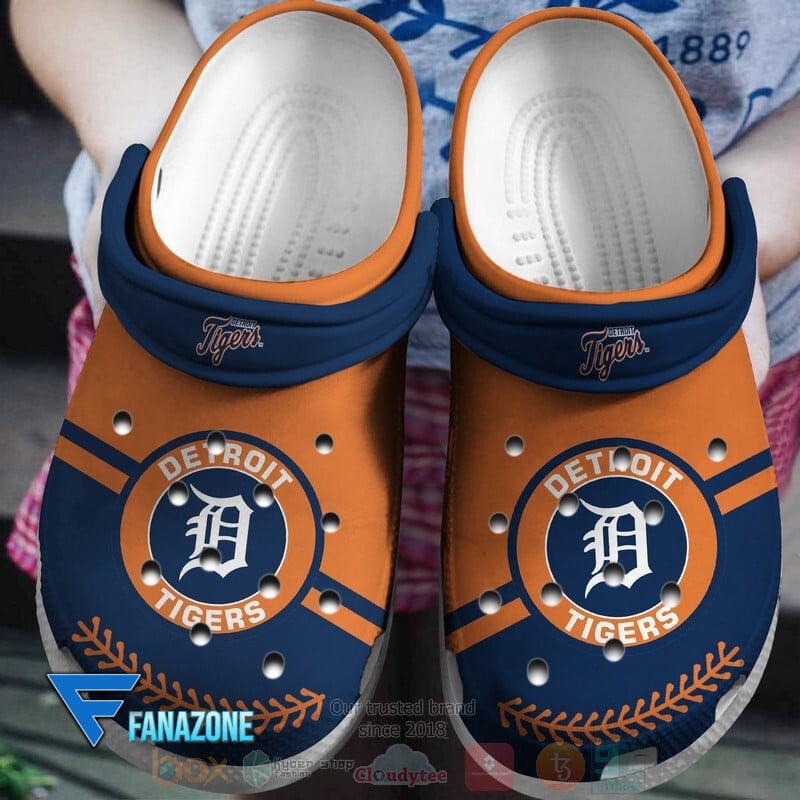 Detroit Tigers Logo Baseball MLB Orange Navy Crocss Classic Clogs Shoes Ver542