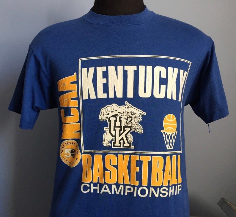 80S Vintage Kentucky Wildcats University Uk 1988 Basketball Championship Sweet Sixteen Final Four Kansas City College T Shirt   Medium