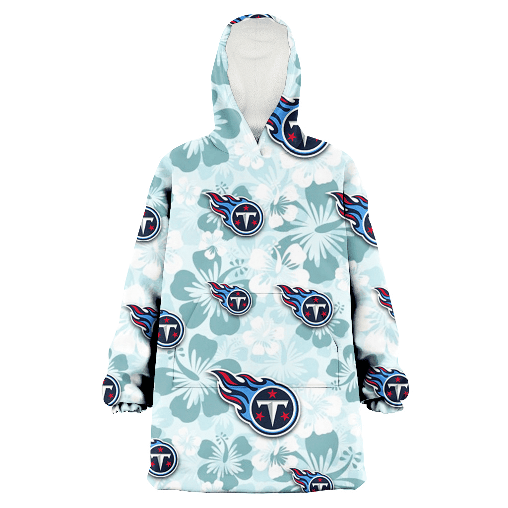 Tennessee Titans Pale Turquoise Hibiscus Light Cyan Background 3D Printed Hoodie Blanket Snug Hoodie