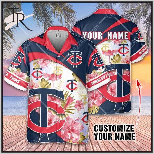 Custom Name Mlb Minnesota Twins Red And Navy 3D Hawaiian Shirt