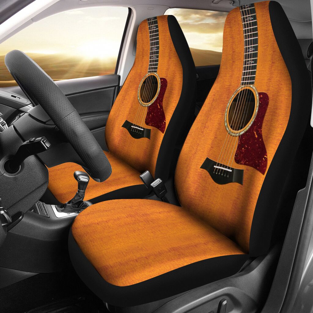 Acoustic Guitar Shortcut Car Seat Covers Set Of Two, Automotive Seat Covers Set