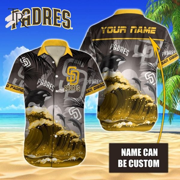 Custom Name Mlb San Diego Padres Tropical Beach Whale 3D Hawaiian Shirt