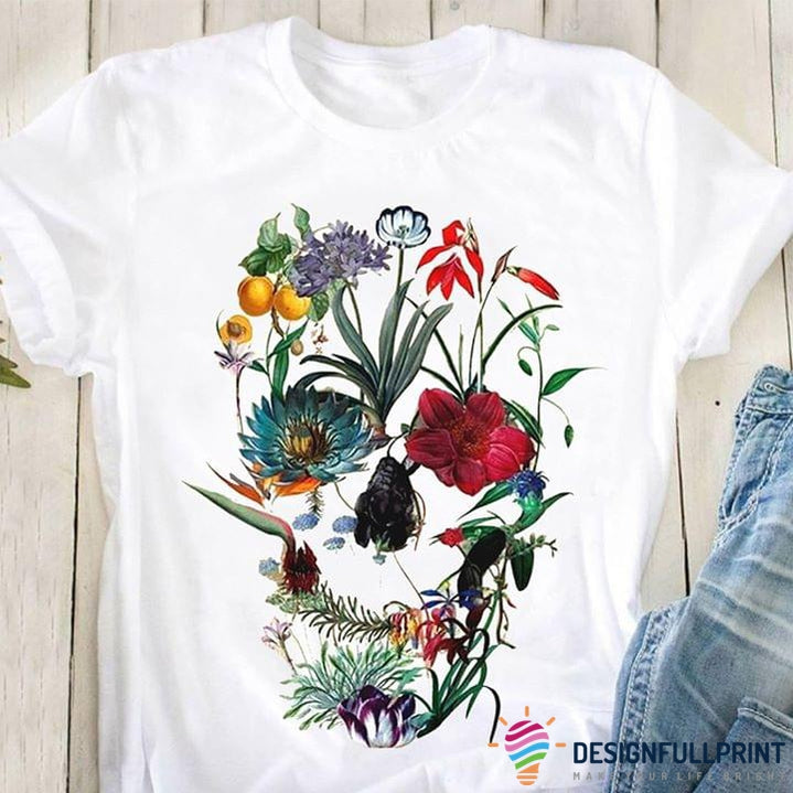Skull Gift Tropical Skull Flowers Ri …