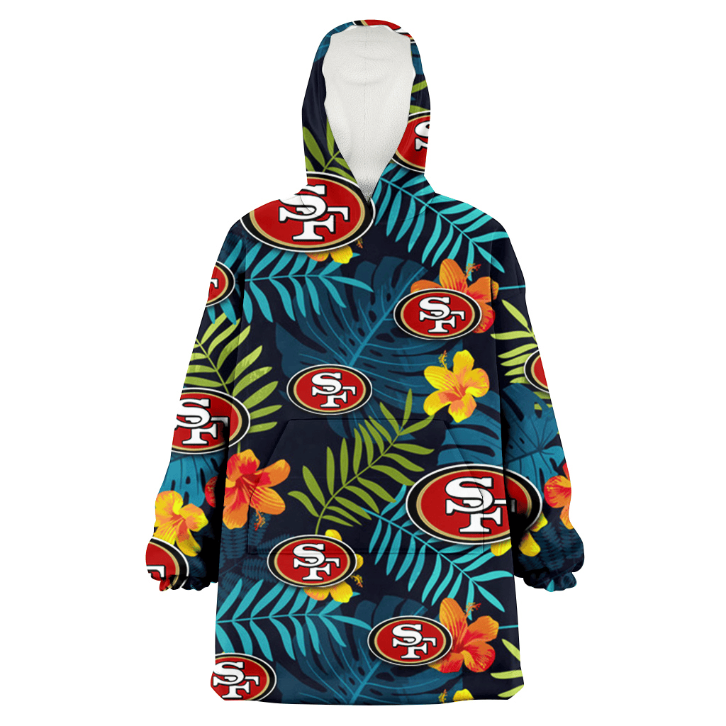 San Francisco 49ers Orange Yellow Green Leaf Black Background 3D Printed Hoodie Blanket Snug Hoodie