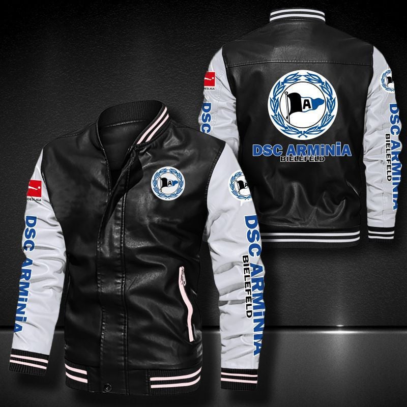 DSC Arminia Bielefeld Leather Varsity Jacket Bomber Coat