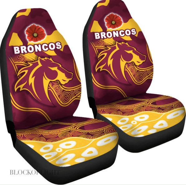 NRL Brisbane Broncos Floopy Flower Car Seat Cover Set CSC8571