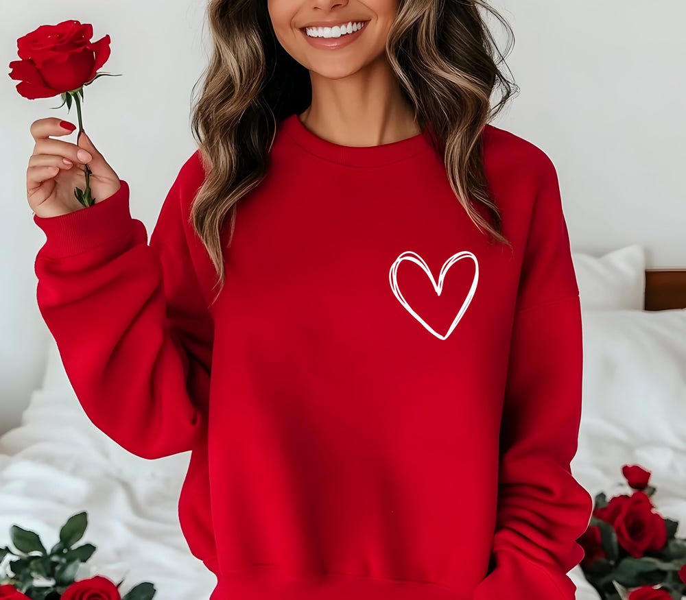 Valentines Heart Sweatshirt, Womens Valentine'S Day Sweatshirt, Couple Gift Sweatshirt, Heart Hoodie, Anniversary Day Gift, Christmas Gift Prowallart Shop