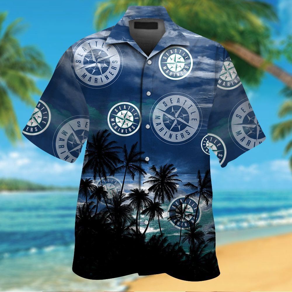 Seattle Mariners Short Sleeve Button Up Tropical Hawaiian Shirt Ver05