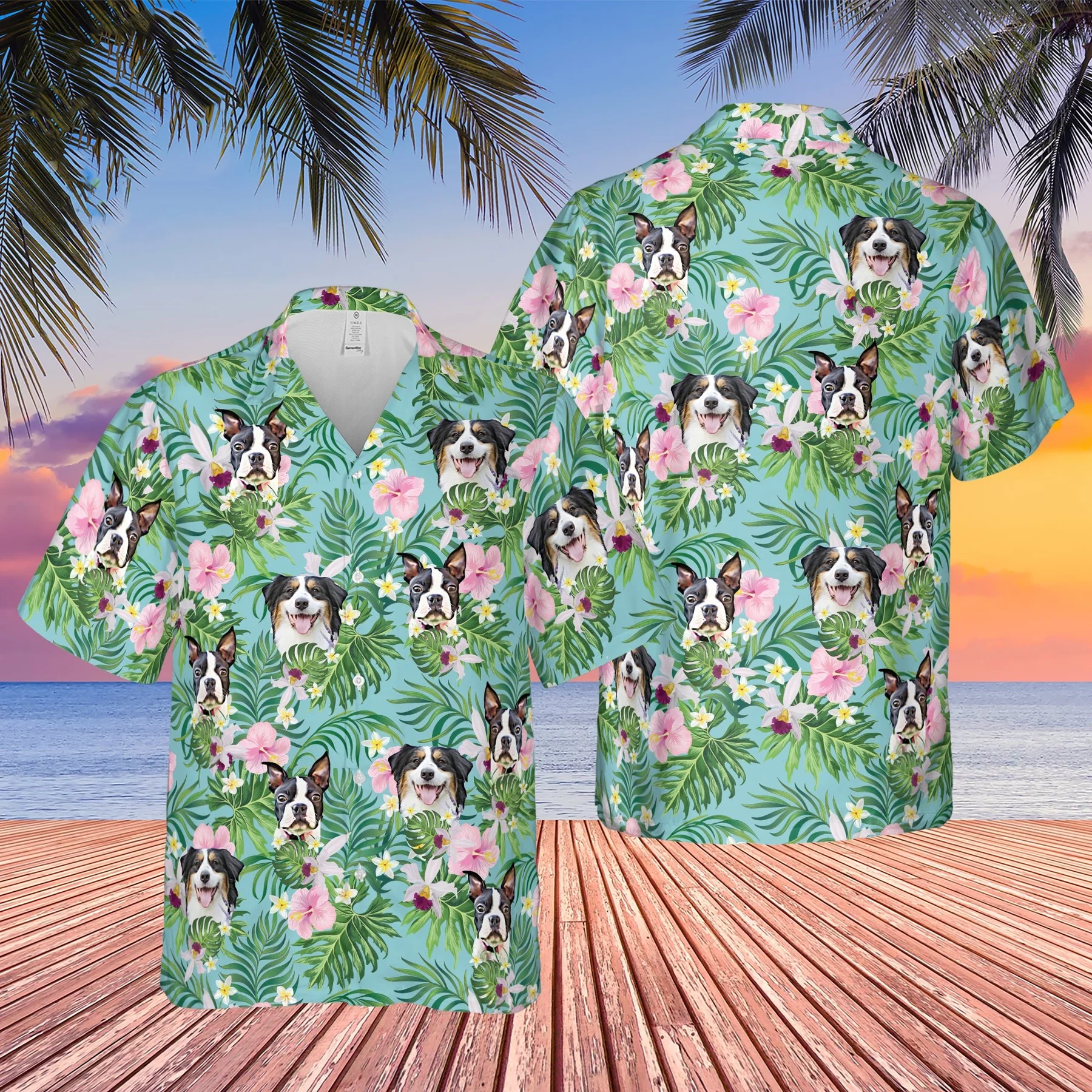 Custom Hawaiian Shirts With Pet Face, Personalized Dog Cat Floral Hawaiian Shirt, Mens Aloha Shirt