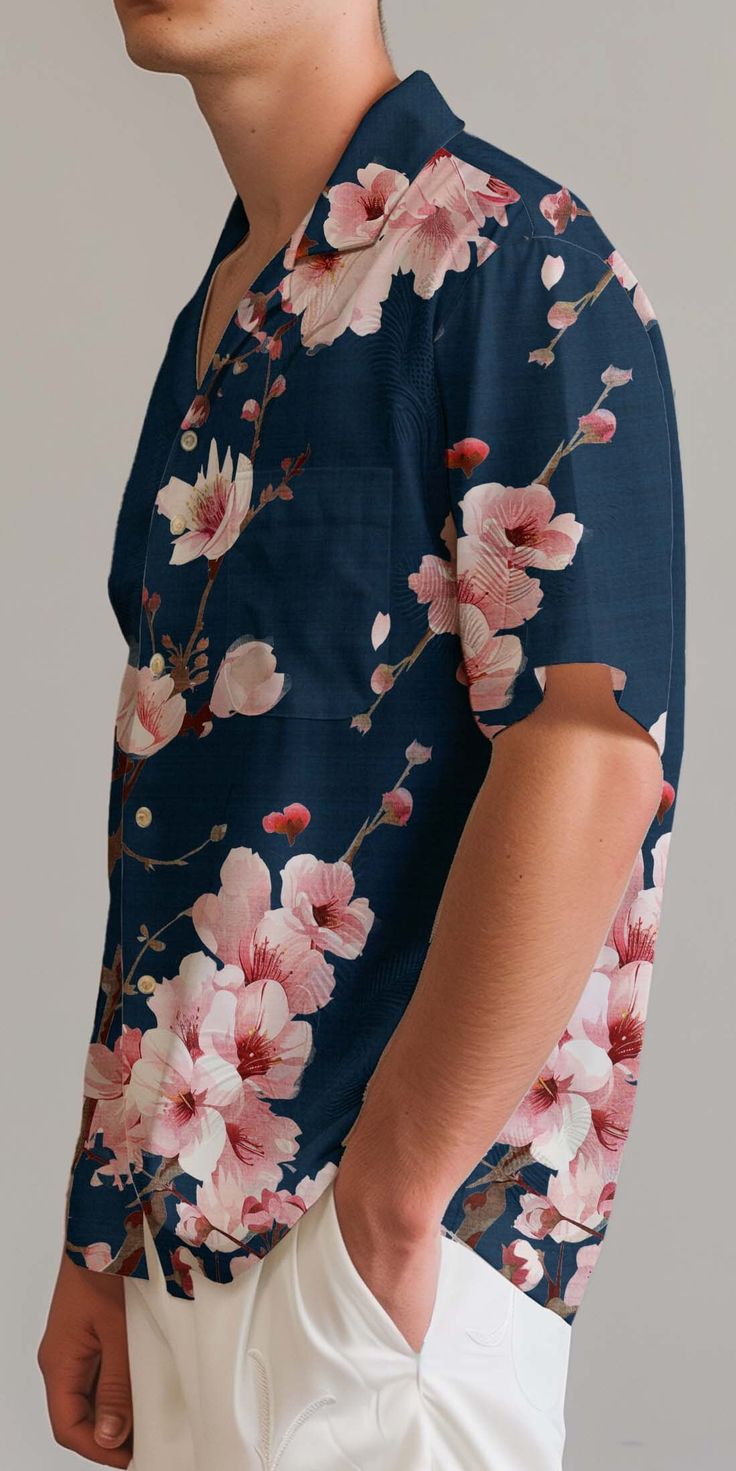 Hawaiian Shirt Men Flower Button up  &hellip;