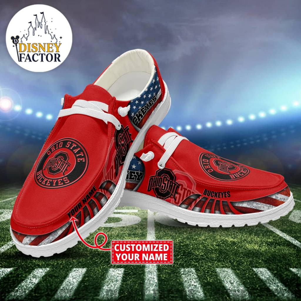 NCAA Ohio State Buckeyes Custom Name Hey Dude Shoes Sneakers