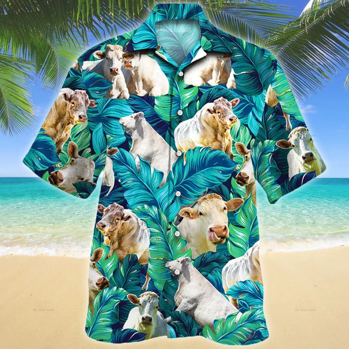 Charolais Cattle Lovers Hawaiian Shirt, Cow Aloha Shirt For Men, Hawaii Shirt Women