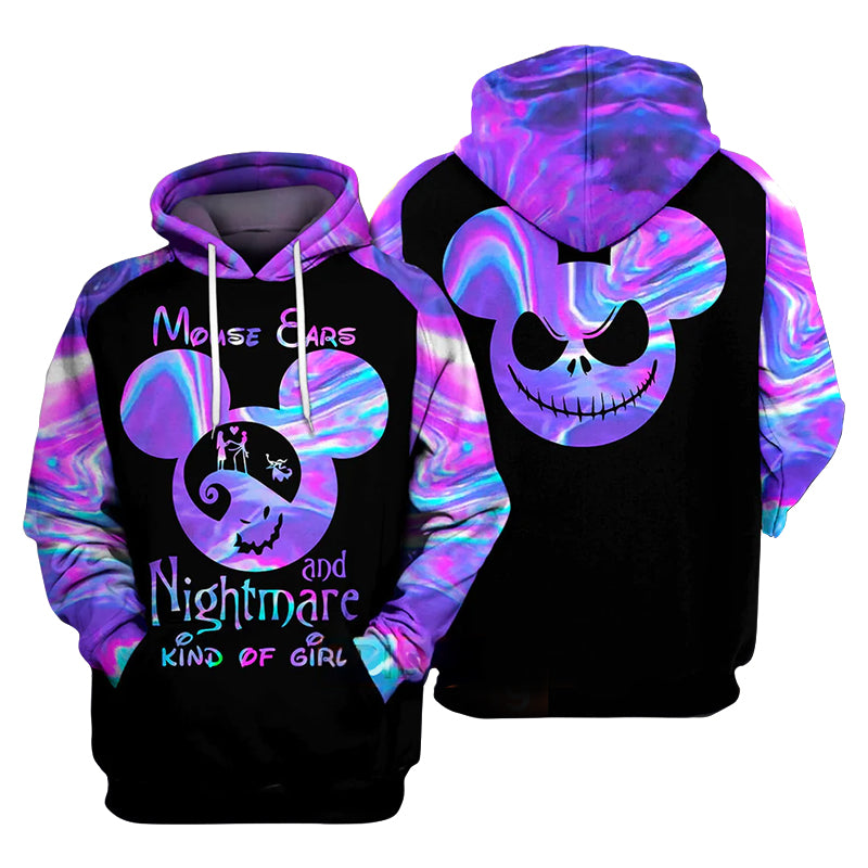 Jack Skellington Mouse Ears And Nightmare Kind Of Girl Hoodie & Zip Hoodie
