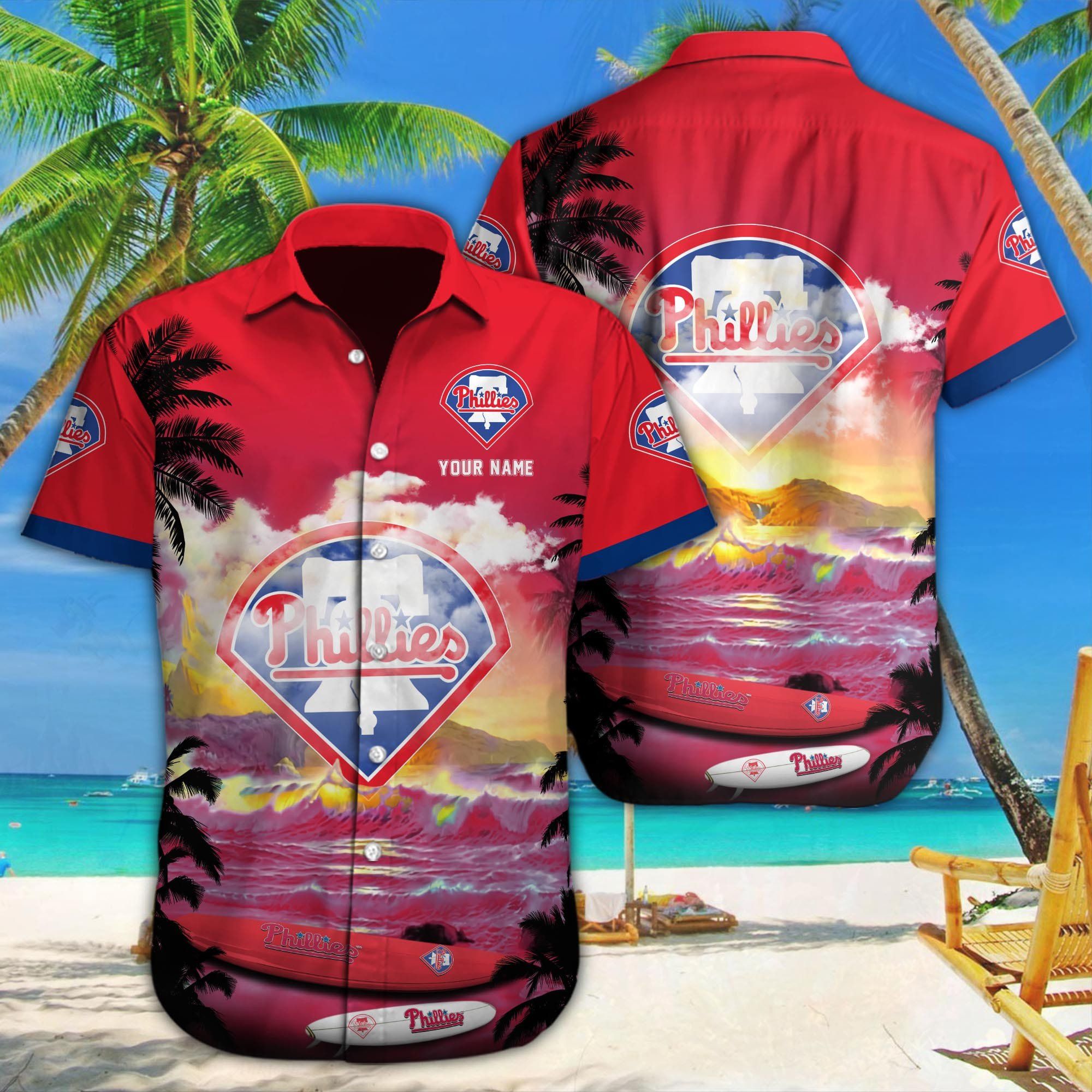 Philadelphia Phillies Personalized Name Aloha Shirt