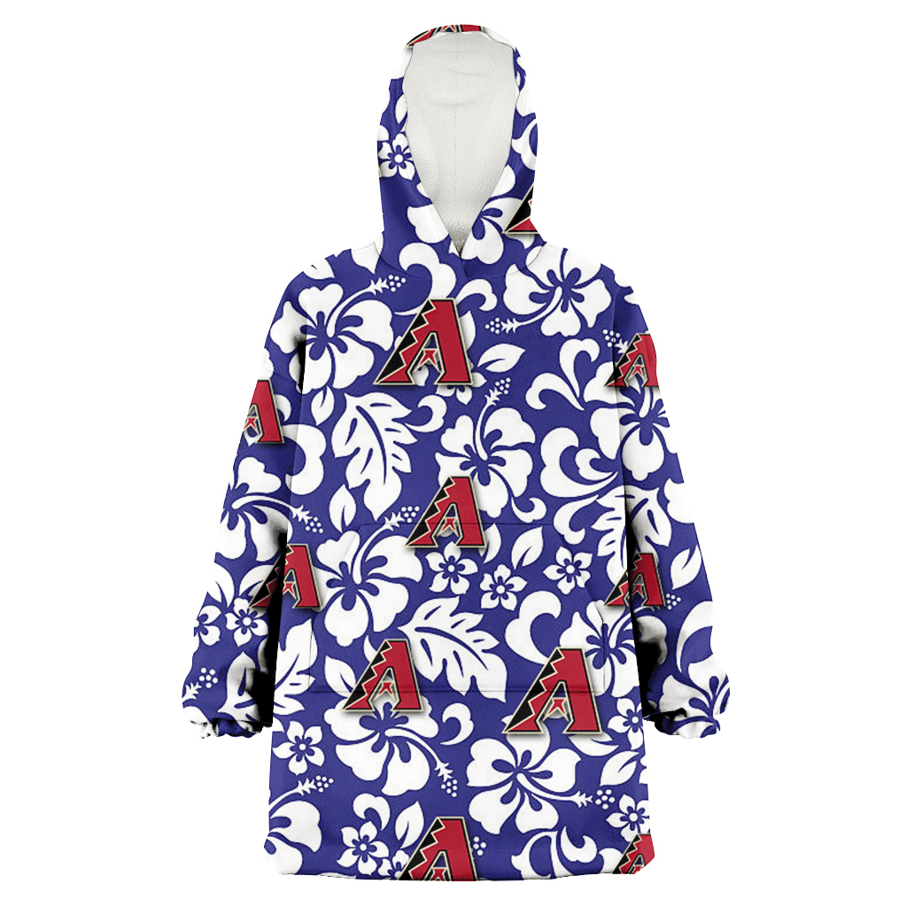 Arizona Diamondbacks White Hibiscus Pattern Slate Blue Background 3D Printed Hoodie Blanket Snug Hoodie