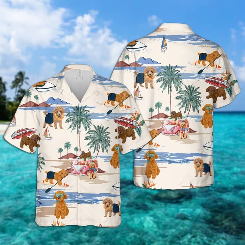 Toy Poodle Summer Beach Hawaiian Shirt, Dog Beach Short Sleeve Hawaiian Shirt