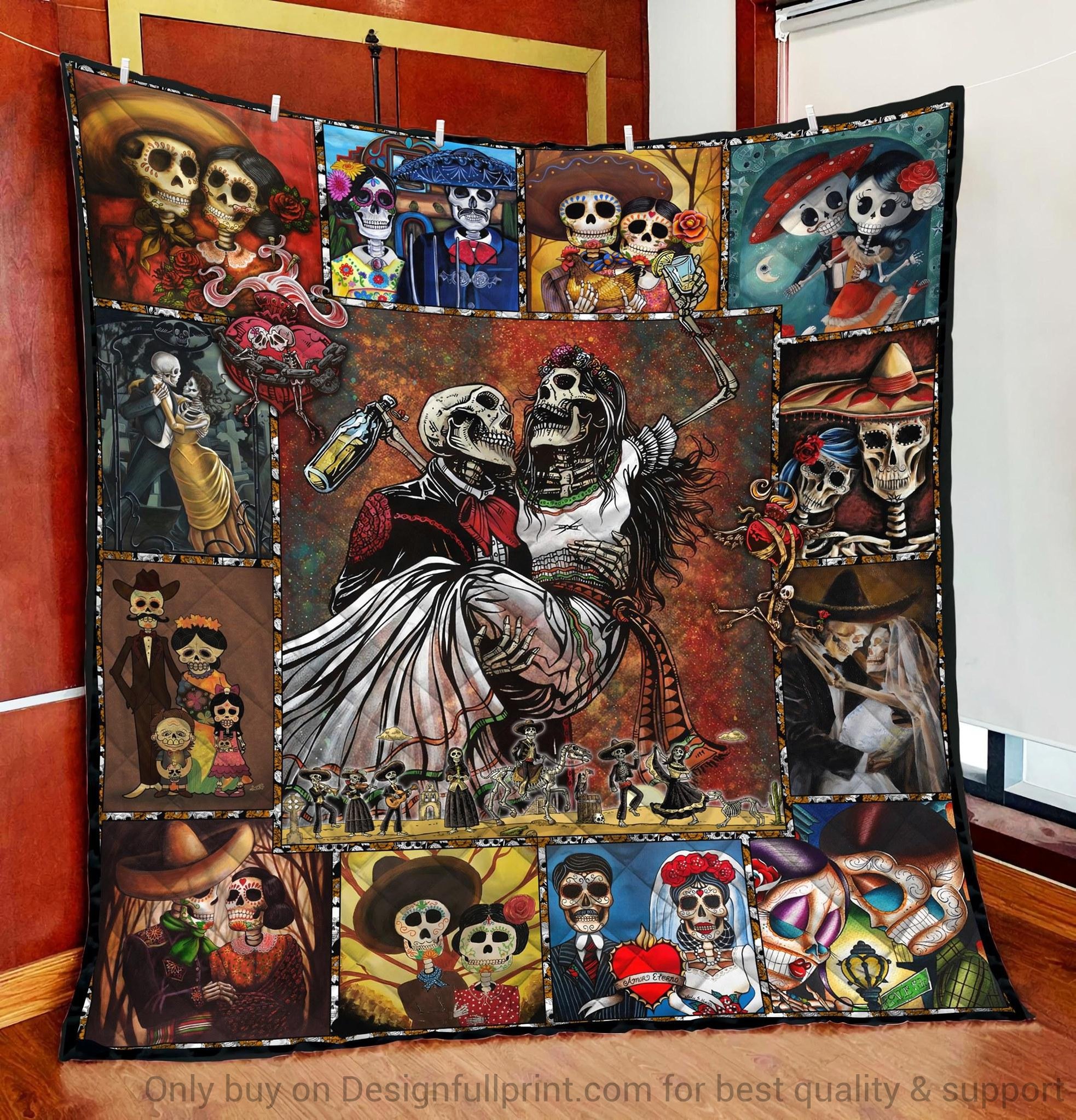 Skull Gift Skull Couple Flowers Sher …